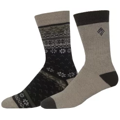 Men's Columbia Thermal Crew Socks -columbia shop 2678612 Brown Fairisle