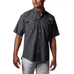 Men's Columbia PFG Bahama II Short Sleeve Woven Shirt -columbia shop 3842033 Black