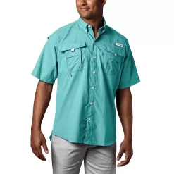 Men's Columbia PFG Bahama II Short Sleeve Woven Shirt -columbia shop 3842033 Gulf Stream