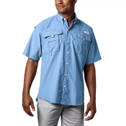 Men's Columbia PFG Bahama II Short Sleeve Woven Shirt -columbia shop 3842033 Sail