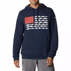 Men's Columbia PFG™ Fish Flag II Hoodie -columbia shop 5569396 Collegiate Navy