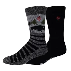 Men's Columbia Lifestyle Bison-Stripe Thermal Crew Socks